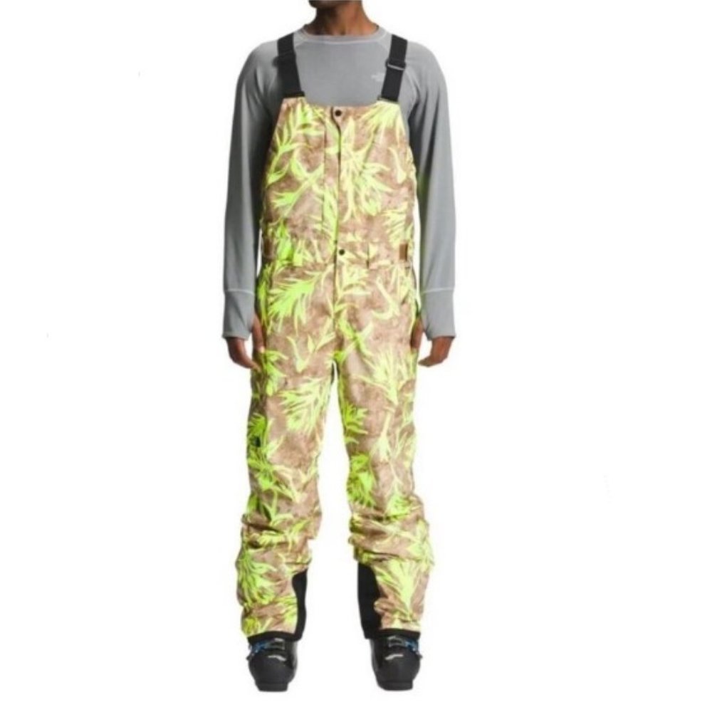 The North Face Mens Freedom Waterproof Shell Ski Bibs Pants Brown Green L NWT